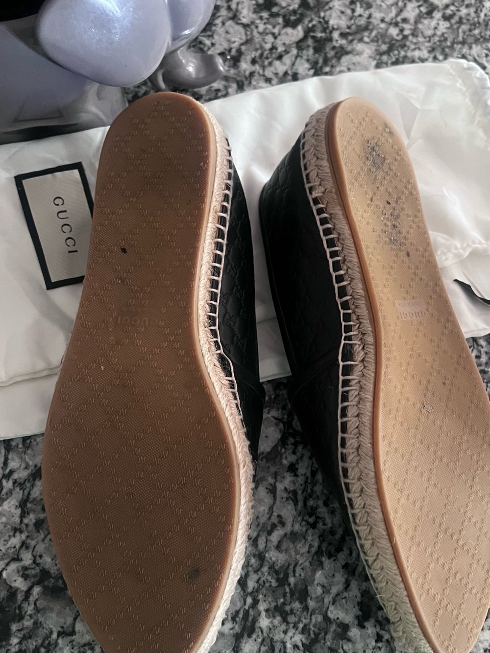 Gucci Black Leather Espadrille Slip-Ons with Braided Trim - Picture 6 of 9